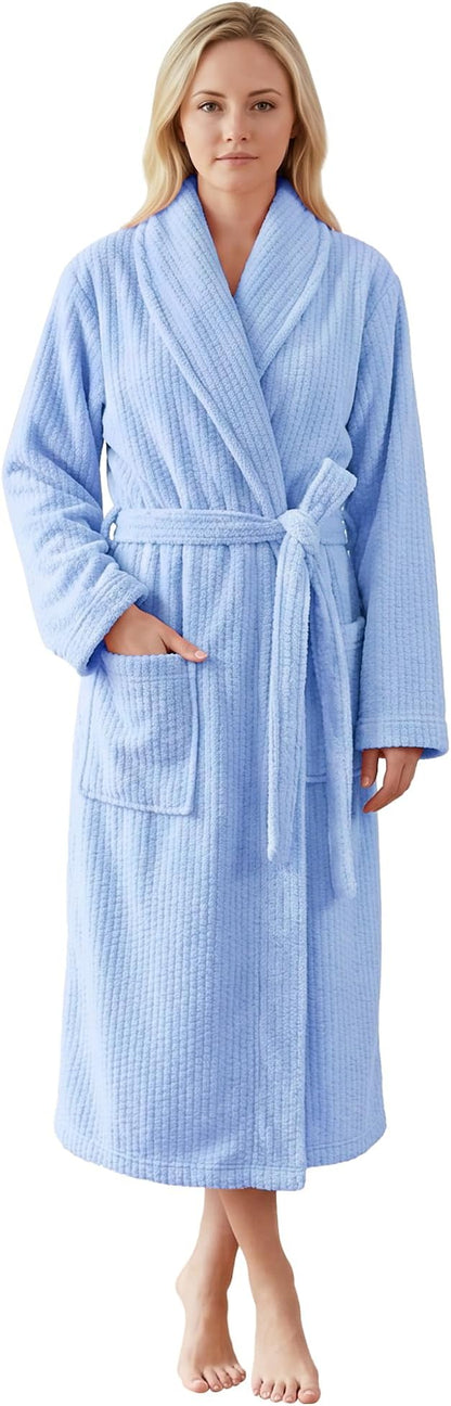 PJGGZ Women's Shawl Collar Bathrobe, Soft Long Towel Robes for Women - Super Absorbent Quick Dry yet Warm