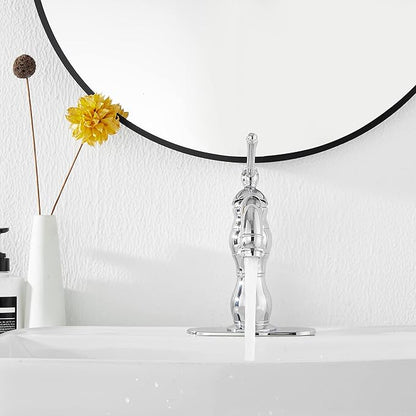Chrome Bathroom Faucet GGStudy 360° Swivel Bathroom Vanity Faucet Single Handle One Hole Bathroom Sink Faucet Basin Matching Pop Up Drain with Overflow