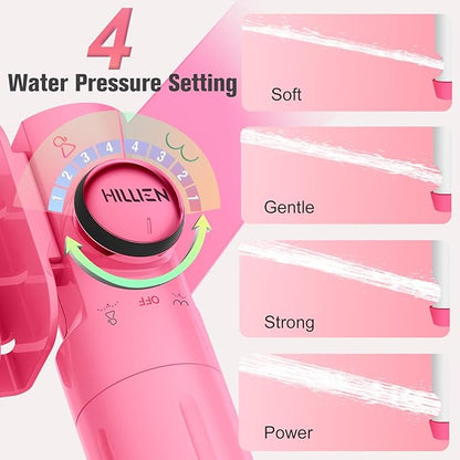 Ultra-Slim Bidet Attachment for Toilet with Filter, Removes Chlorine, Non-Electric Dual Nozzles(Frontal/Rear) Bidet Toilet Seat Attachment with Pressure Controls, No Gaps No Leaks, pH balanced(Pink)