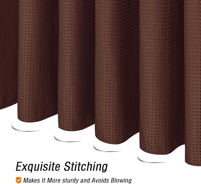 Extra Long Brown Fabric Shower Curtain, 72 x 84 | Tall Cloth-Textured Shower Curtain for Bathroom, Water Repellent, Machine Washable