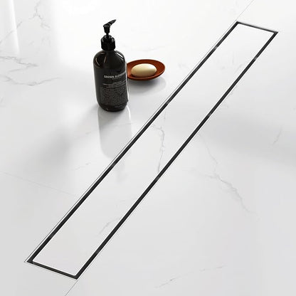 32 Inch Linear Shower Drain with Tile Insert Grate, Brushed | 304 Stainless Steel, Rectangle Tile Floor Drain for Bathroom, with Hair Strainer, Adjustable Feet, cUPC Certified
