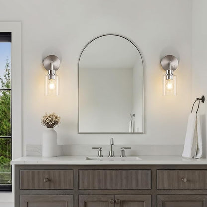 Epinl Battery Operated Wall Sconce Set of Two - Brushed Nickel Rechargeable Wireless Wall Sconces with Remote Control, Cordless Wall Lights 3000K Wall Lamp for Bedroom Bathroom Living Room