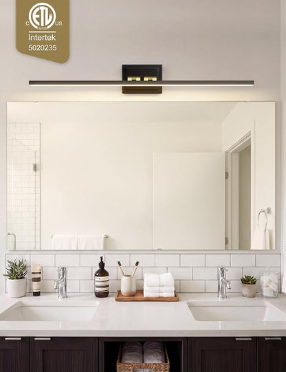 VOLISUN Modern Bathroom Vanity Light 48 inch, Rotatable, 30W Dimmable 5CCT Led Bathroom Light Fixture Over Mirror, Black Gold Bar Vanity Light for Bathroom Mirror Cabinets-ETL Certificated