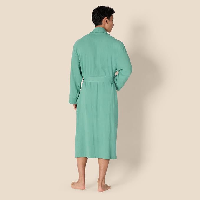 Amazon Essentials Men's Lightweight Cotton Waffle Bath Robe, Mid-Length Loungewear (Available in Big & Tall)