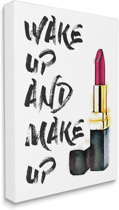 Wake Up and Make Up Typography, 36 x 48 Inch Canvas Wall Art | Stupell Industries · By Amanda Greenwood · Ready to hang · Great for bedroom or office · Made in USA