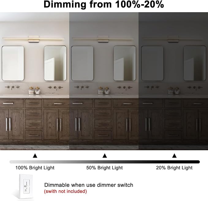 39.4 inch Brushed Nickel Bathroom Vanity Light Bar 5CCT Dimmable Bathroom Light Fixtures Over Mirror Modern LED Vanity Lighting Bath Light