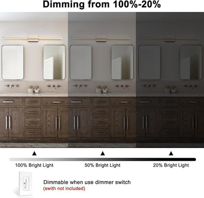 39.4 inch Brushed Nickel Bathroom Vanity Light Bar 5CCT Dimmable Bathroom Light Fixtures Over Mirror Modern LED Vanity Lighting Bath Light