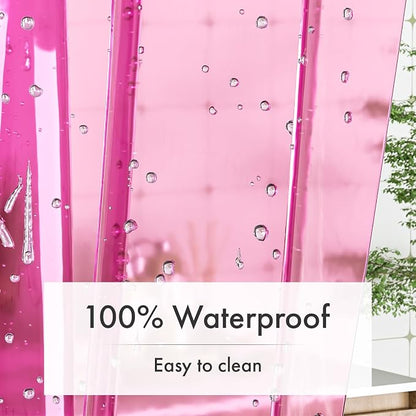 Shower Curtain Liner 72x72, Plastic Shower Liner PEVA Medium Weight Inside Shower Curtains for Bathroom with Rustproof Grommets, Clear Pink