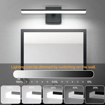 Black Bathroom Vanity Lights - 18 inch Modern LED Bathroom Light Fixtures Dimmable Vanity Light Acrylic Bath Room Lighting Fixture Over Mirror