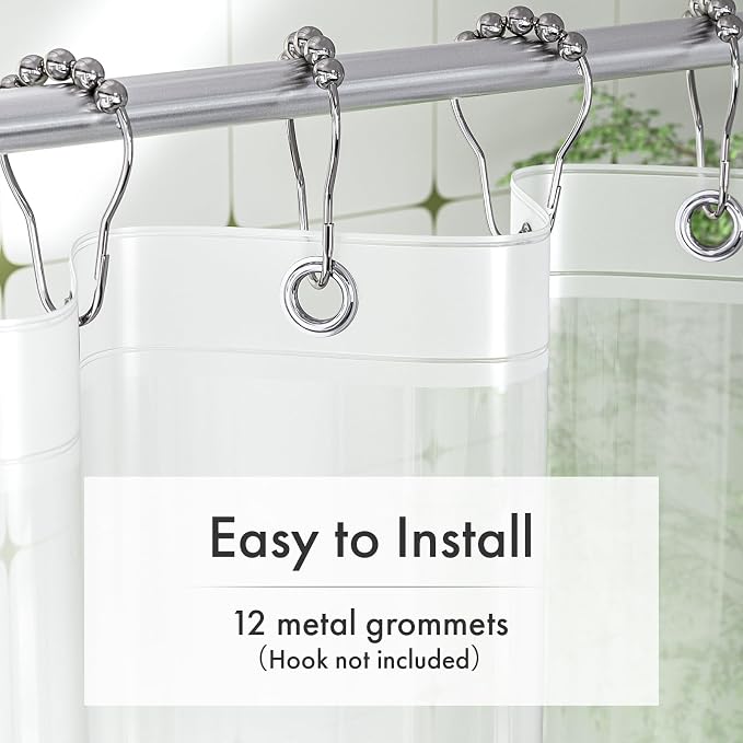 Frosted Shower Curtain Liner, 72x84 Plastic Shower Liner PEVA Medium Weight Inside Shower Curtain for Bathroom with Rustproof Grommets