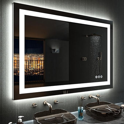 LOAAO 48"X40" RGB LED Bathroom Mirror with Lights, UL Listed | Anti-Fog, Dimmable, RGB Backlit + Front Lighted, Memory Function, Tempered Glass