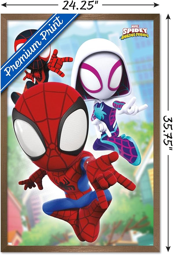 Trends International Marvel Spidey and His Amazing Friends - Webs Wall Poster, 22.37" x 34.00", Bronze Framed Version