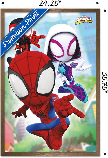 Trends International Marvel Spidey and His Amazing Friends - Webs Wall Poster, 22.37" x 34.00", Bronze Framed Version