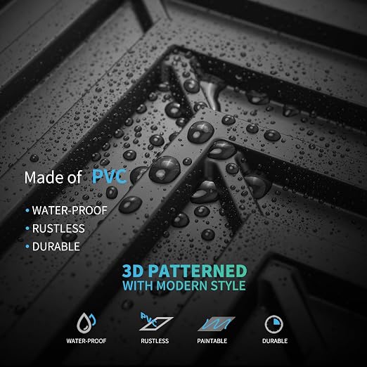 Art3d 12-Pack 2 x 2 ft 3D Textured Drop Ceiling Tiles, 24 x 24 in, Black | PVC, Lightweight, No Sag and Breakage, Compatible with Grid System, Perfect for Basement, Kitchen & Bathroom