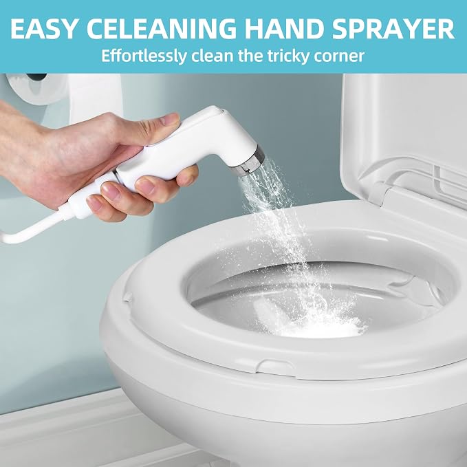 YITAMOTOR RV Toilet, High Profile Gravity Flush Toilet with Hand Sprayer, Pedal Flush for Car Travel Motorhome Caravan | High Profile Gravity Flush Toilet with Hand Sprayer, Pedal Flush for Car Travel Motorhome Caravan