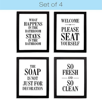 Excello Global Products Framed Wooden Bathroom Humor Signs : Decor for Home, Restaurant, or Business - 8x10 Inches - Ready to Hang - (Pack of 4, Assortment 1)