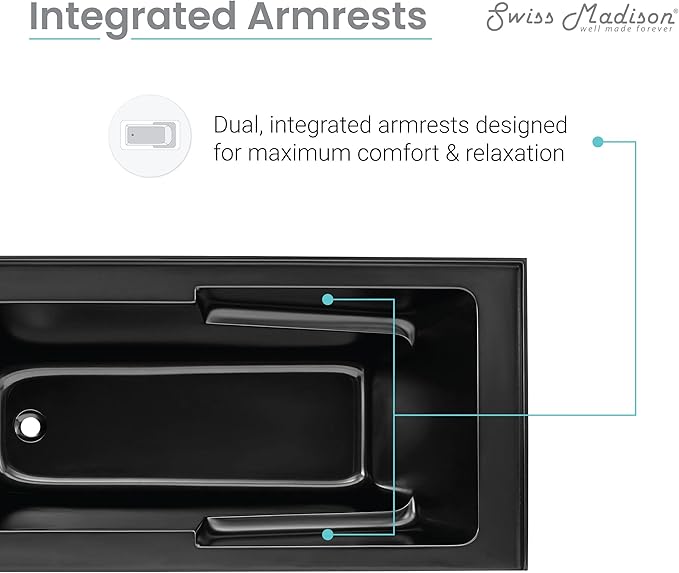 Voltaire 60" x 32" Left-Hand Drain Alcove Bathtub with Apron in Matte Black
