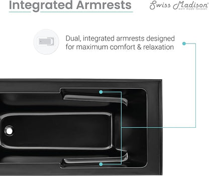 Voltaire 60" x 30" Left-Hand Drain Alcove Bathtub with Apron in Matte Black