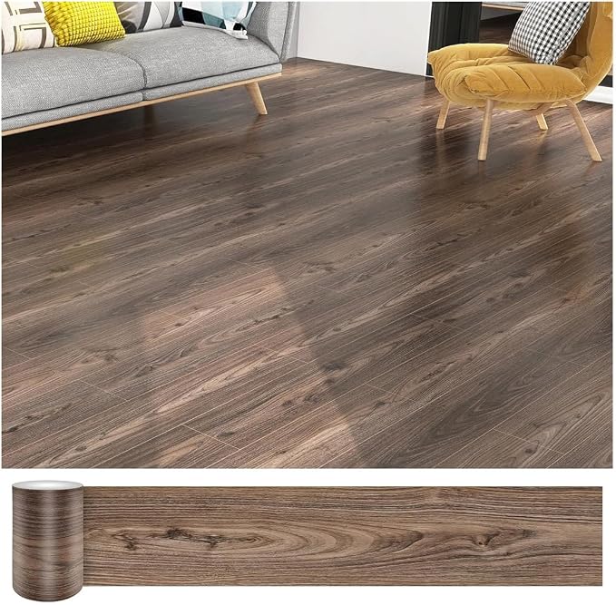 Lareko Peel and Stick Floor Tile, Waterproof Vinyl Plank Flooring | 12-Pack 18 Sq.Ft Self-Adhesive Laminate Vinyl Tiles,Realistic Wood Grain for DIY Bathroom, Laundry Room & Rental Upgrades