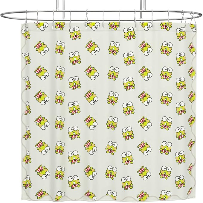Sanrio Keroppi 13-Piece Shower Curtain Set, 72 x 72 Inch Fabric Curtain with Hooks, Bathroom Decor, Machine Washable, (100% Officially Licensed Product) by Franco Collectibles
