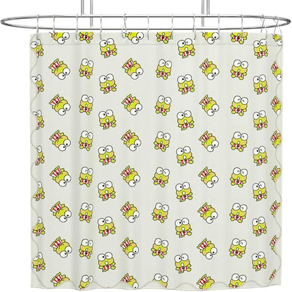 Sanrio Keroppi 13-Piece Shower Curtain Set, 72 x 72 Inch Fabric Curtain with Hooks, Bathroom Decor, Machine Washable, (100% Officially Licensed Product) by Franco Collectibles