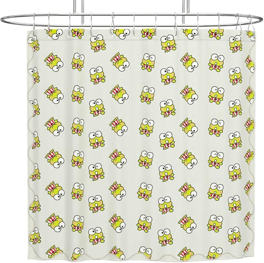Sanrio Keroppi 13-Piece Shower Curtain Set, 72 x 72 Inch Fabric Curtain with Hooks, Bathroom Decor, Machine Washable, (100% Officially Licensed Product) by Franco Collectibles