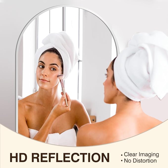 FICTOR 2 Pack 24" x 36" Arched Bathroom Vanity Mirror for Over Sink, Silver | Anti-Rust Metal Framed, HD Tempered Shatter-Proof Glass, Modern Wall Mirror for Entryway, Living Room, Bedroom