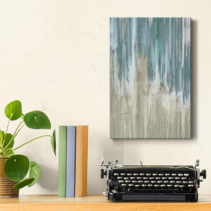 Renditions Gallery Canvas Art Modern Paintings for Wall Decorations Blue Grey Waterfall Canvas Abstract Wall Hanging Artwork Prints for Bedroom Living Room Office - 32"x48" LT02