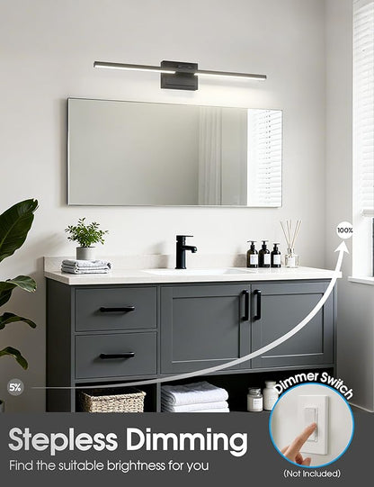 VOLISUN Bathroom Vanity Light 31.5 inch, 5CCT Dimmable, 28W LED Bathroom Light Fixture Over Mirror, Black Bar Vanity Lights for Bathrooms Mirror Cabinets -ETL Certificated