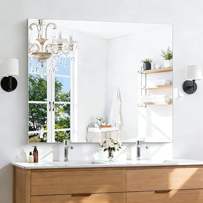 KOCUUY Large Frameless Mirror, 40x48 Inch Square Bathroom Vanity Mirror for Over Sink, Upgraded Shatterproof Unframed Design for Bedroom, Living Room, Entryway