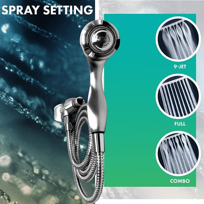 Niagara Conservation Luxurious Water-Efficient Handheld Showerhead, Earth Massage Spa with 3 Spray Settings, Brushed Nickel Finish, 1.5 GPM, Includes 72-Inch Hose and Mounting Bracket (N2945BN)