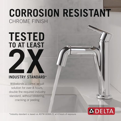 Delta Nicoli 1 Hole Pull Down Bathroom Faucet with Sprayer, Chrome Single Hole Bathroom Sink Faucet with Pull Out Sprayer for Vanity, Metal Push-Pop Drain, Chrome 15849LF-PD