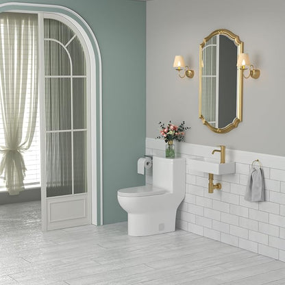Wall Mount Bathroom Vessel Sink Space Saving | Beslend 17"x8" Inch White Ceramic Vessel Sink, Rectangular White Art Hand Wash Basin with Single Hole