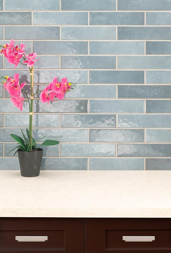 MSI Renzo Denim 3 Inch x 12 Inch Glossy Ceramic Subway Tile for Bathroom, Kitchen Backsplash, Accent Wall, and Shower