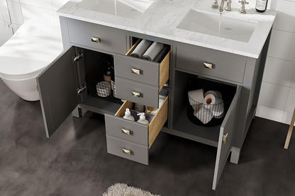 Artemis 48 in. Gray Double Sink Bath Vanity with Engineered Top and Undermount Porcelain Sinks