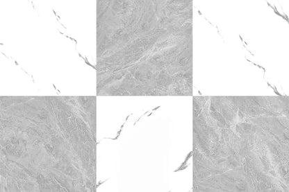 30-Pack 30 Sq.Ft Peel and Stick Floor Tiles Vinyl Matte Pattern Flooring, 12” x 12” Self Adhesive Vinyl Flooring DIY for Kitchen, Bathroom, Laundry, Light Grey&White Marble