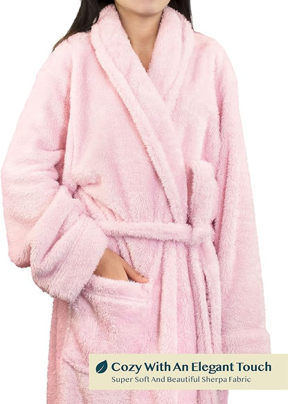 PAVILIA Premium Womens Plush Soft Robe Fluffy, Warm, Fleece Sherpa Shaggy Bathrobe