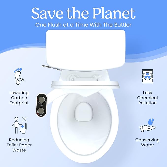 CLEAR REAR Bidet Attachment for Toilet Seat - Non-Electric with Self Cleaning Nozzles, Leak Proof Connectors, Adjustable Water Spray, Rear & Feminine Wash - Hygienic Bathroom Upgrades (Black)