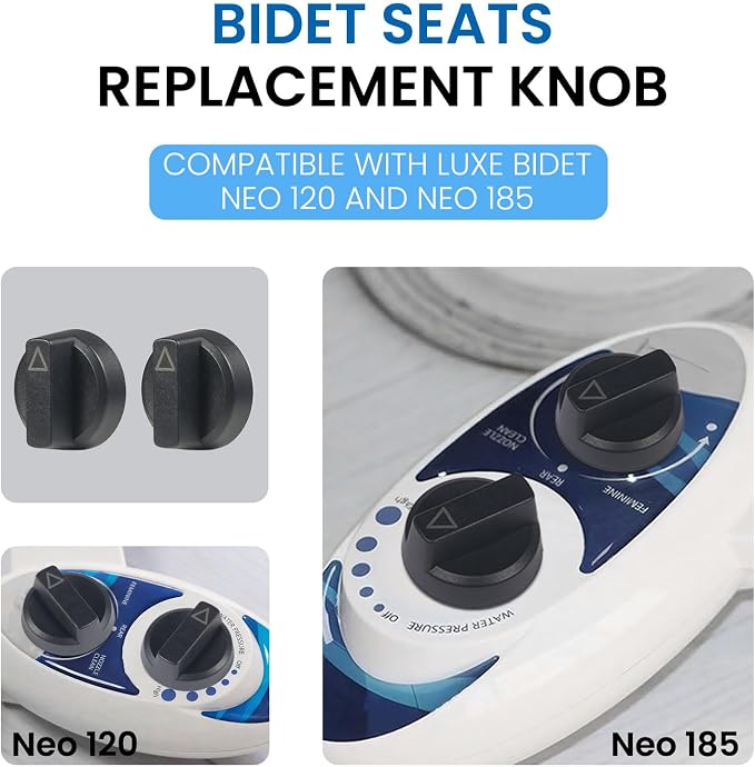 Replacement Knob for Luxe Bidet Neo 120 & Neo 185, Black | Durable Bidet Toilet Parts, With Symbols, Easy Install