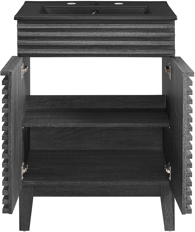 Modway Render 24" Bathroom Vanity with Sink in Charcoal Black