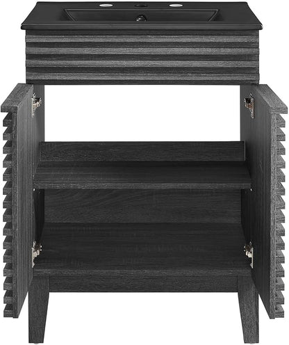 Modway Render 24" Bathroom Vanity with Sink in Charcoal Black