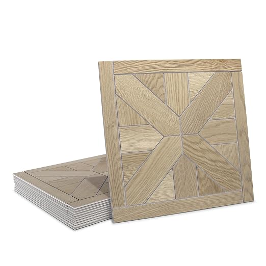 12-Pack Peel and Stick Floor Tile, 12" x 12" Pinwheel SPC Self-Adhesive Luxury Vinyl Flooring, Wood-Look Groutable Backsplash Tile for Kitchen Bathroom, Warm Oak, Covers 12 Sq. Ft.