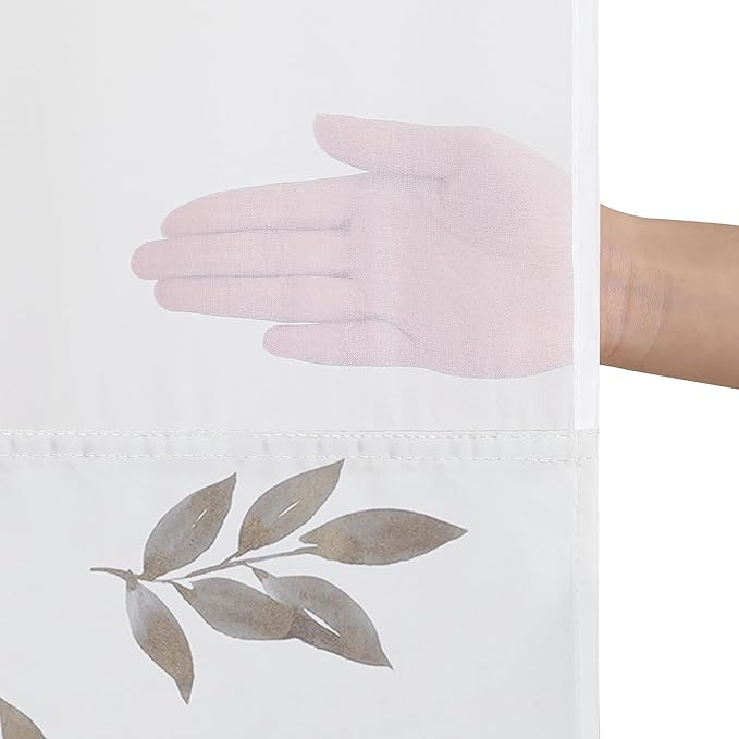 Americanflat 72x75 Hookless Shower Curtain - Water-Resistant Floral Shower Curtain with Sheer Panel, Snap-In Liner, and Grommets - 100% Polyester - Botanical Bathroom Curtains - Silver, White and Gold