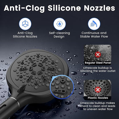 Filtered Shower Head with Handheld, High Pressure 8-mode Shower with Filter | Remove Chlorine for Hard Water, Reduce Dry Itchy Skin, Anti-clog Nozzles, Built with Power Wash, Extra Holder & Hose