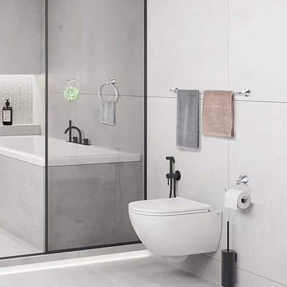 Brushed Nickel Bathroom Hardware Set Wall Mounted Brushed Nickel Accessories Set 4 Pieces Bathroom Hardware Set, 23.6 inch Towel Bar | Towel Hook | Toilet Paper Holder | Hand Towel Holder