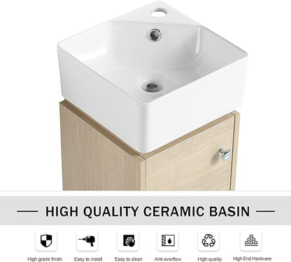 12" Wall-Mounted Bathroom Vanity with Sink & Top Basin - Modern Floating Vanity Cabinet for Small Spaces, Soft-Close Door Storage & Countertop Combo, Space-Saving Design (12x12 Inch)
