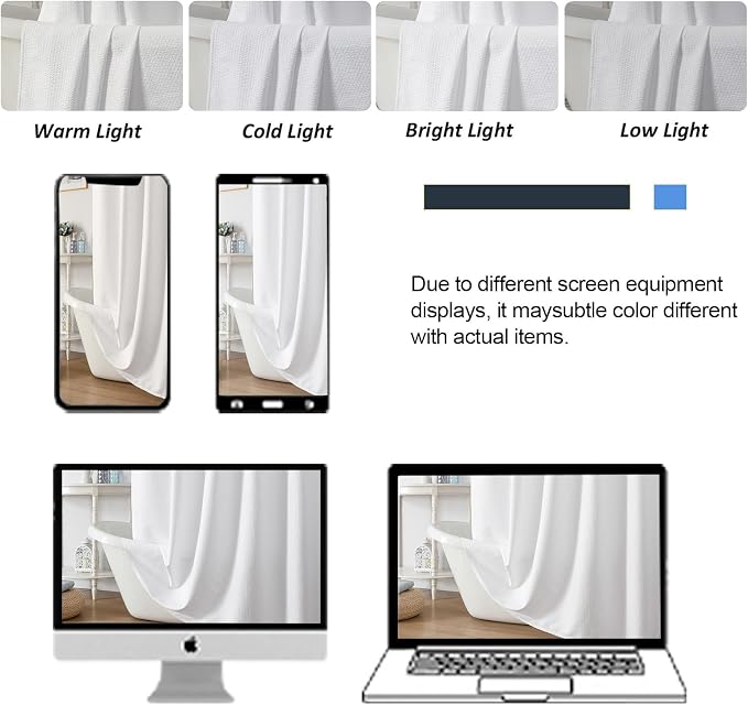 White Shower Curtain for Bathroom 96 Inches Extra Long, Elegant 3D Embossed Textured Fabric Shower Curtains, Water Repellent, Machine Washable, Hotel Style, 72" W x 96" L, White
