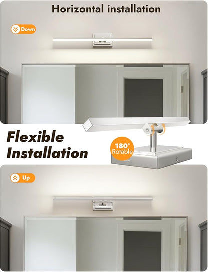 31.5 Inch Modern Bathroom Light Fixture, 18W 5CCT Dimmable LED Chrome Bathroom Vanity Lights Over Mirror, Vanity Lights for Bathrooms Restroom Mirror- ETL Certified