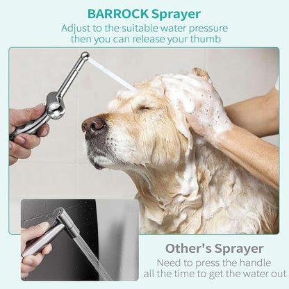 BARROCK Handheld Bidet Sprayer Combo Set for Toilet, Portable Bathroom Bidet Seat Attachment, 2 Way Installation Hang or Wall-Mount Shattaf Kit for Women with Brass T-Valve Explosion-Proof Hose Chrome