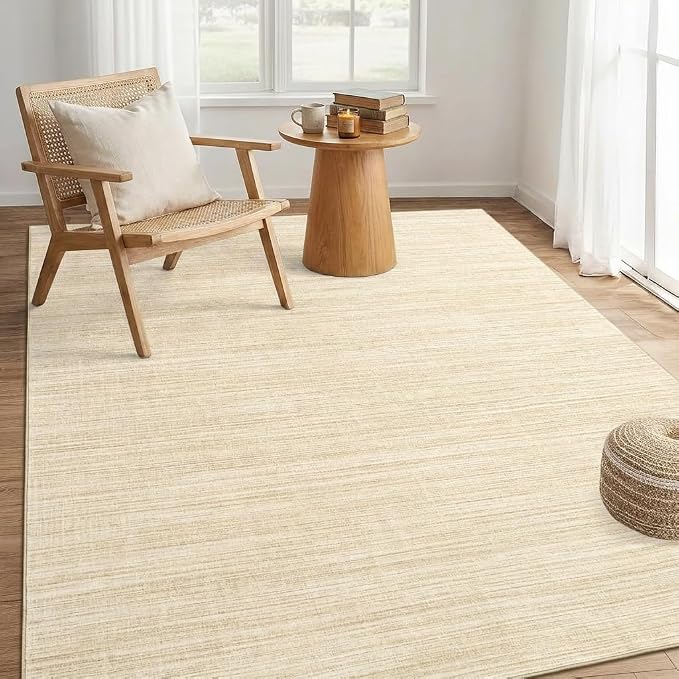 Garvee Living Room Rug 4x6 Modern Solid Color Area Rug for Bedroom, Camel | Neutral Washable Non Slip Non Shedding Contemporary Stain Resistant Foldable Mats for Living Room Entryway Dorm Office